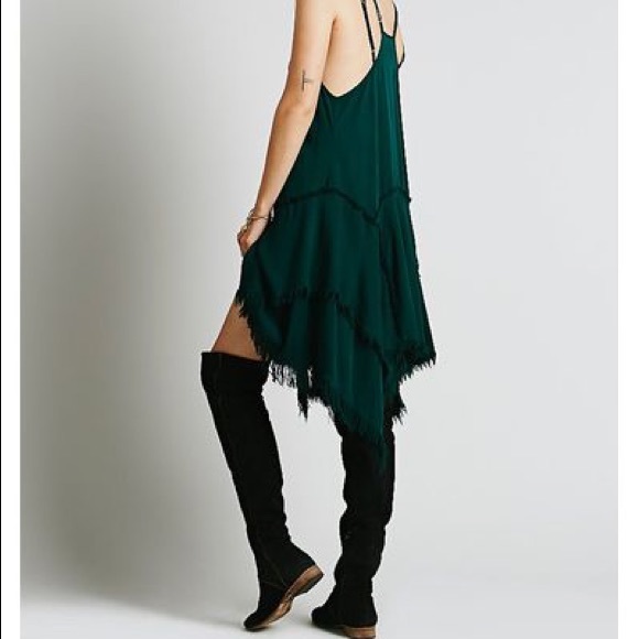 Free PeopleTattered Up Shred Slip in Green XS - Picture 2 of 5